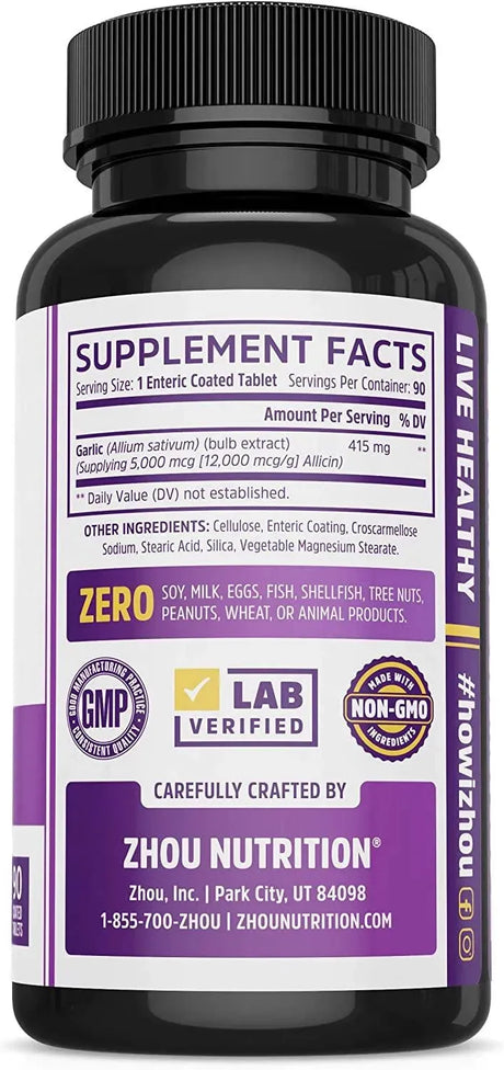 ZHOU - Zhou Extra Strength Garlic With Allicin 90 Tabletas - The Red Vitamin MX - Suplementos Alimenticios - {{ shop.shopifyCountryName }}