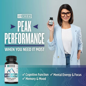 ZHOU - Zhou Neuro Peak Brain Support Supplement 30 Capsulas - The Red Vitamin MX - Suplementos Alimenticios - {{ shop.shopifyCountryName }}